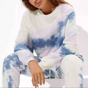 American Eagle Tie Dye Oversized Cropped Crew Neck Sweatshirt | S & Joggers | Xs